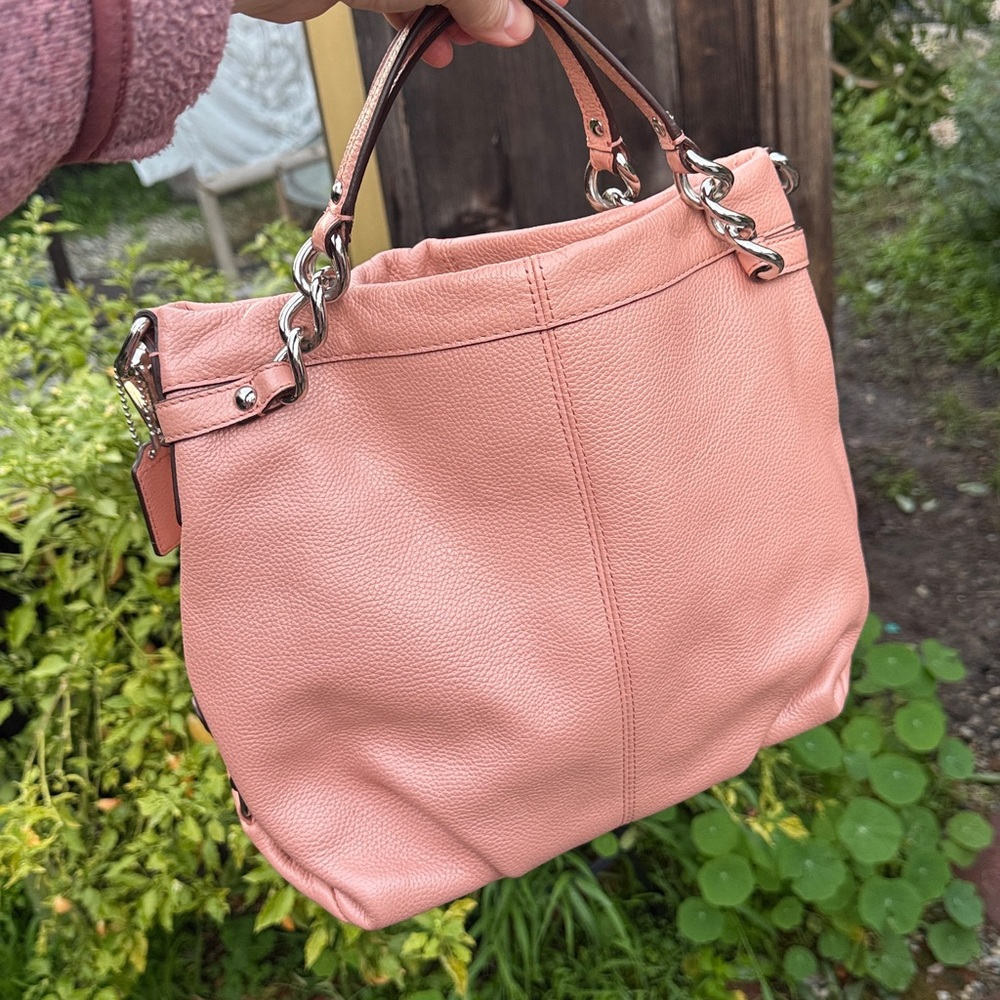 Coach Brooke Hobo in Pebbled Leather Coral Pink